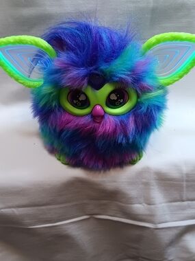 Hasbro Furby in Purple with Neon Green Ears and Multicolor Fur. 2023